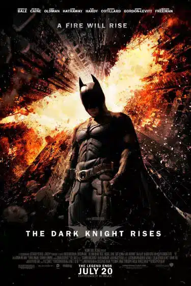 Christopher Nolan's The Dark Knight Rises Batman movie poster.