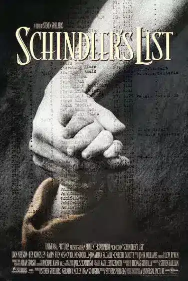 Steven Spielberg's Schindler's List starring Liam Neeson movie poster.