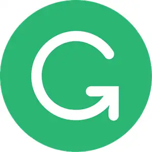 Grammarly writing tool to write a book logo.