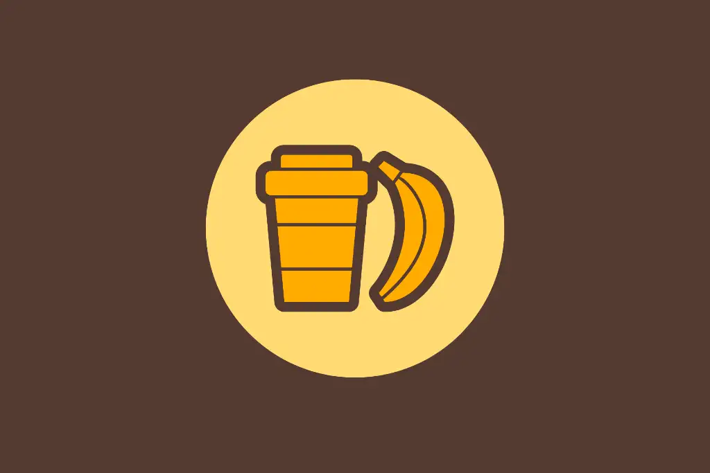 An illustration of yellow protein shake and a banana to illustrate shakes and foods, which are great for quick weight gain for men with fast metabolism.