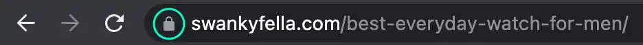 A screenshot of Swanky Fella URL with a HTTPS lock next to it.