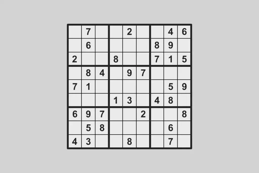 A Sudoku's game starting position, with only beginning numbers entered. 