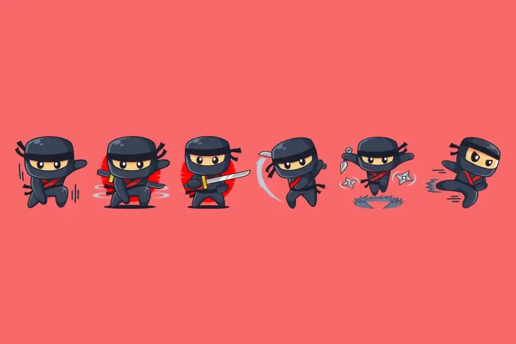 Illustration of six ninjas in various martial arts poses, providing context for the importance of storytelling.