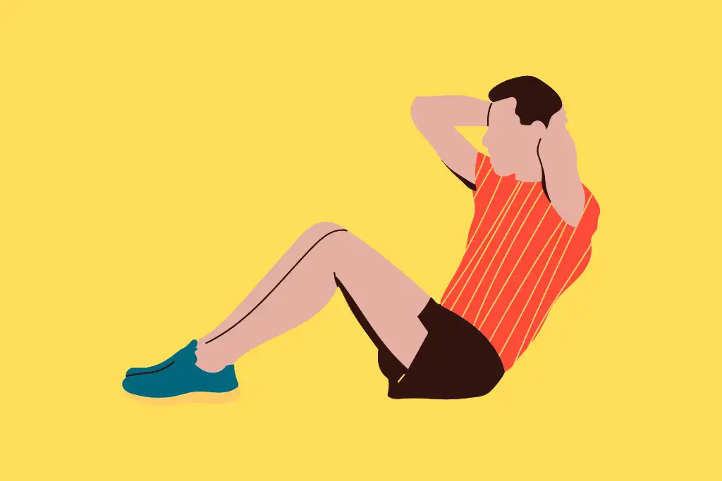 Illustration of a man doing crunches. Crunch is one of the best exercises to improve core body strength and improve your posture.