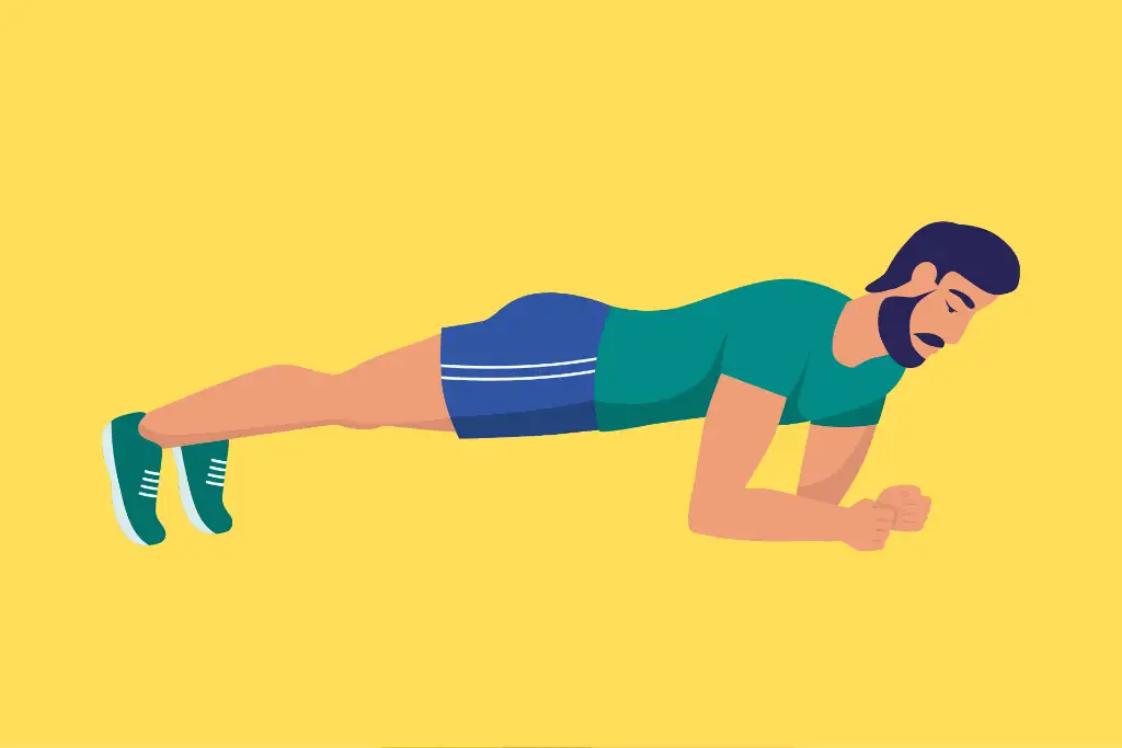 An illustration of a man doing plank exercise to improve core body strength.