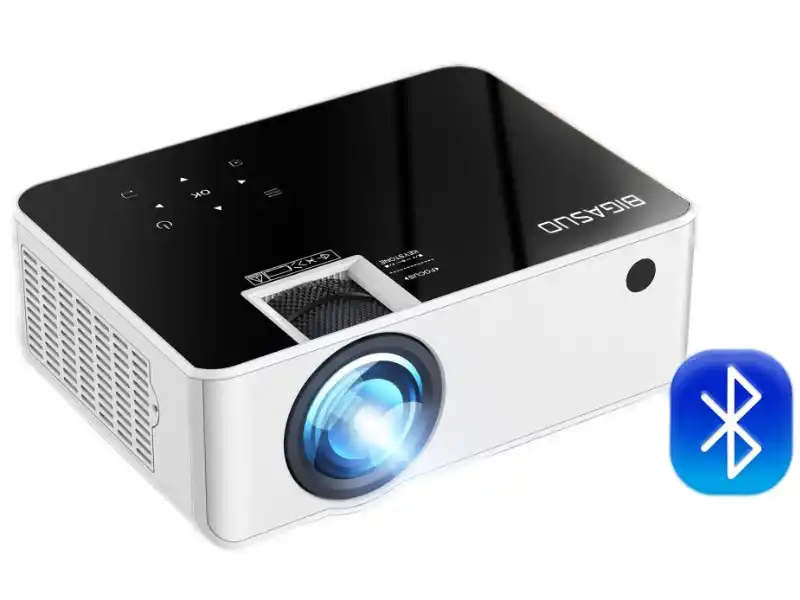 Bigasuo bluetooth projector with 1080p Full HD image that can project on a 250 inch screen.