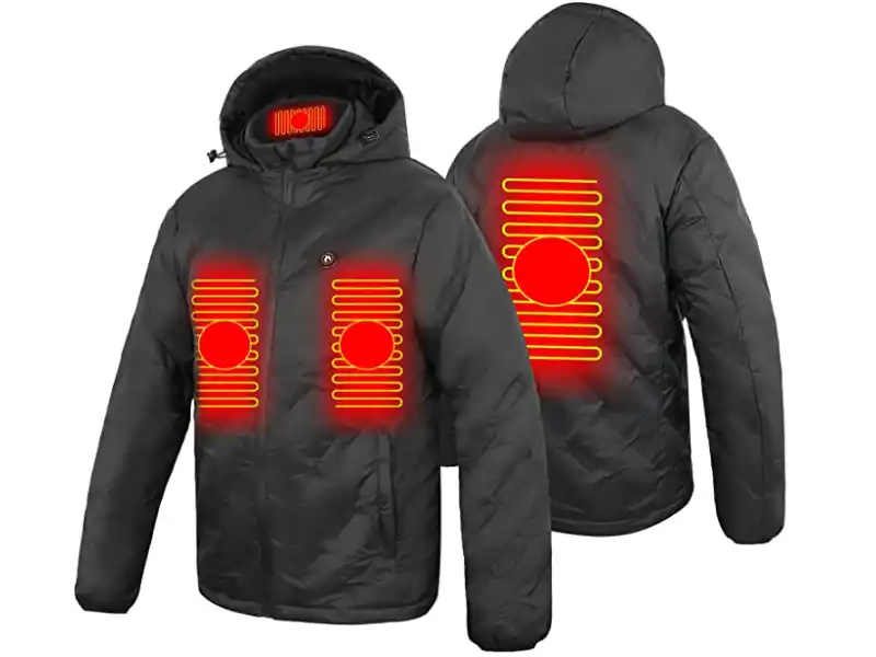 A USB-charged heating winter jacket for motorcycle riders, hunters, and anyone who wants to keep warmer. 